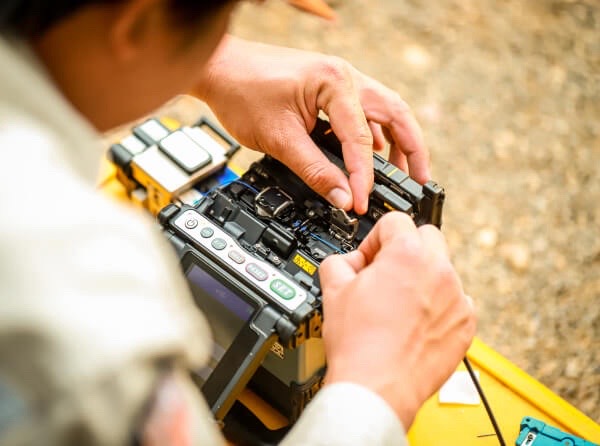 Fiber splicing work in progress